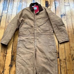 VTG Zero Zone Walls Mens XL Coveralls Faded Tan Duck 80’s Quilted USA Faded Work